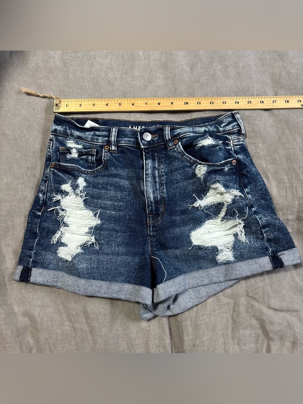 American Eagle Outfitters Distressed Dark Blue Denim Shorts